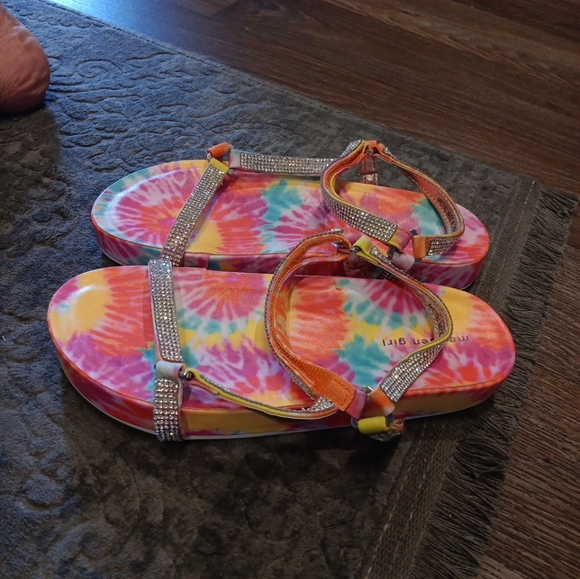 Madden Girl M Royal Sandals Tie Dye Bling  Womens Size 4 - Picture 2 of 5